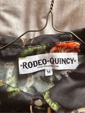 Rodeo Quincy Floral Button-Down Shirt - Black/Green/Orange (M)